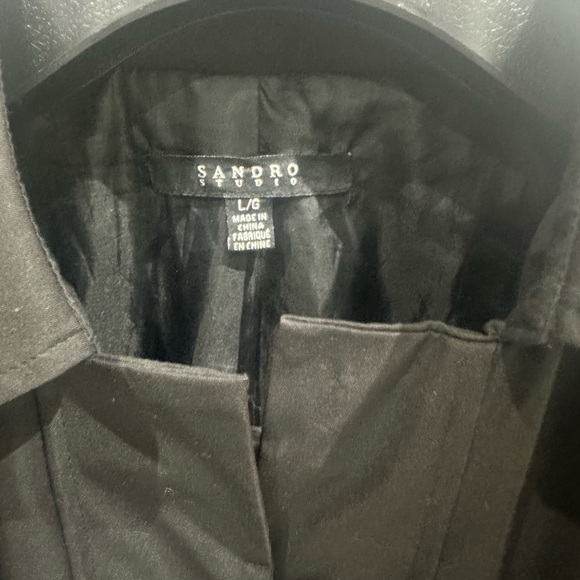 Sandro Studio Ruffle Trench Jacket Blazer – Pleated Back, Elegant & Chic - Picture 4 of 5